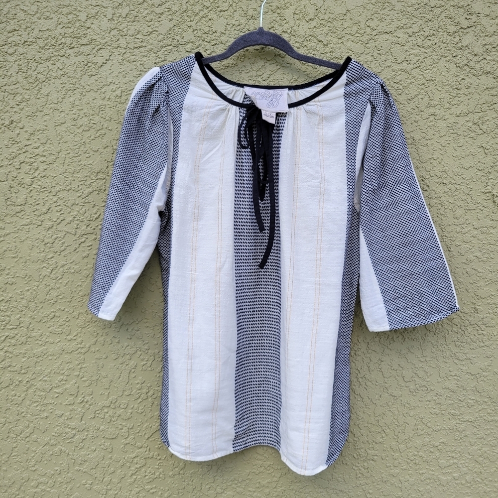 Ace & Jig Cream and Black Gauzy Cotton Blouse Tunic